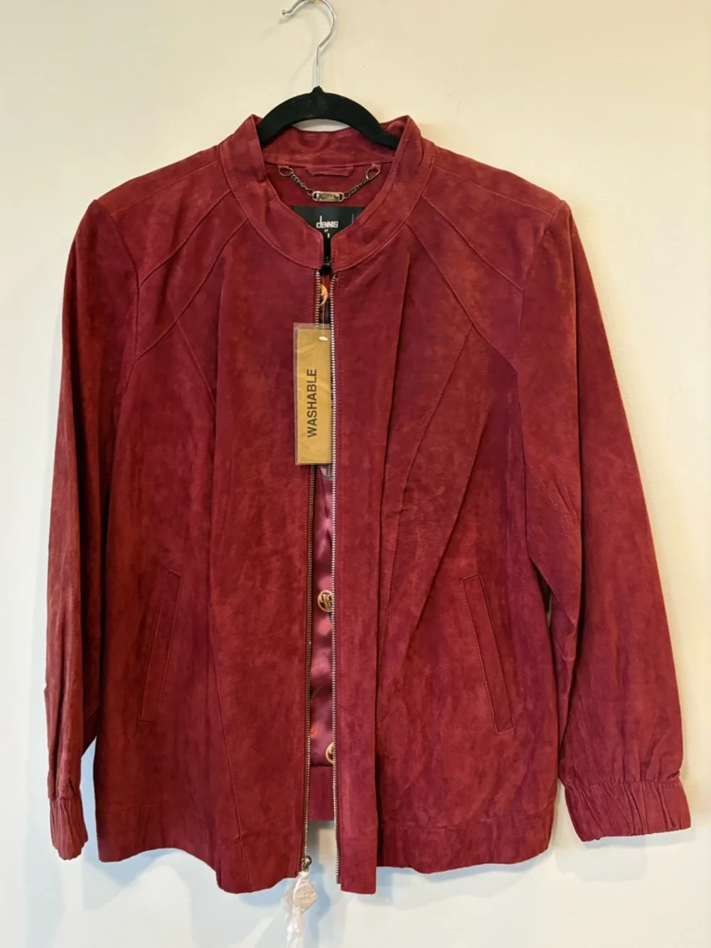 DENNIS BASSO nwt suede 1x biker maroon red jacket NEW